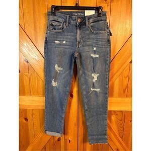 Maurices jeans boyfriend crop size 0 distressed stretch raw hem nwt (4674)